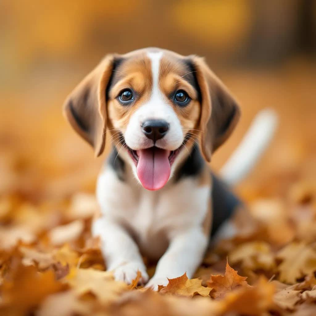 Мати бігль з цуценятами